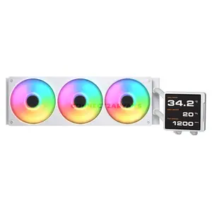 COUGAR POSEIDON VISTEK PRO 360 ARGB White AIO Liquid CPU Cooler with 3.95-inch IPS TFT LCD Display, 720×720 Resolution, Single-Frame PWM ARGB Fans, Intel LGA1851 & AMD AM5 Support