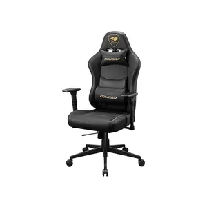 COUGAR PRYME Gold Ergonomic Gaming Chair with Premium PVC Leather, Adjustable Seat Depth, 3D Adjustable Armrests, Adjustable Headrest & Lumbar Support, Class 4 Gas Lift