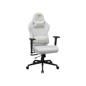 COUGAR PRYME White Ergonomic Gaming Chair with Premium PVC Leather, Adjustable Seat Depth, 3D Adjustable Armrests, Adjustable Headrest & Lumbar Support, Class 4 Gas Lift
