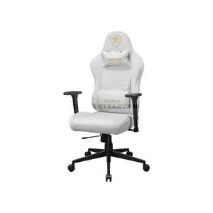 COUGAR PRYME White Ergonomic Gaming Chair with Premium PVC Leather, Adjustable Seat Depth, 3D Adjustable Armrests, Adjustable Headrest & Lumbar Support, Class 4 Gas Lift