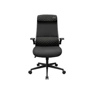 COUGAR STRYDER Black Ergonomic Gaming Chair with Adjustable Headrest, Flip-Up Armrests, Multi-Density Foam Seat, Ergonomic Lumbar Support, Class 4 Gas Lift & Linen-Style Upholstery
