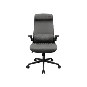 COUGAR STRYDER Gray Ergonomic Gaming Chair with Adjustable Headrest, Flip-Up Armrests, Multi-Density Foam Seat, Ergonomic Lumbar Support, Class 4 Gas Lift & Linen-Style Upholstery