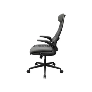 COUGAR STRYDER Gray Ergonomic Gaming Chair with Adjustable Headrest, Flip-Up Armrests, Multi-Density Foam Seat, Ergonomic Lumbar Support, Class 4 Gas Lift & Linen-Style Upholstery