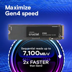 Crucial P310 2TB PCIe Gen4 x4 NVMe M.2 2280 Internal SSD, Up to 7100MB/s Read Speed, Up to 6000MB/s Write Speed, High-Performance Storage Solution for Gaming, Content Creation and Productivity