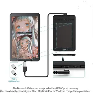 XP-Pen Deco Mini7W Wireless Graphics Tablet, Compact Digital Drawing Tablet, Wireless Connectivity, Battery-Free Stylus Support, Portable Creative Tablet for Digital Art and Illustration