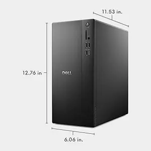 Dell ECT1250 Desktop PC, Intel Core i3-14100 14th Gen Processor, 8GB Memory, 512GB PCIe SSD Storage, Intel UHD Graphics, DOS Operating System, Entry-Level Business and Productivity Tower Computer