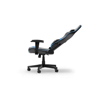 DXRacer PRINCE Series Large Black & Blue Ergonomic Gaming Chair, Premium PVC Leather, High-Density Molded Foam, Steel Frame, 1D Adjustable Armrests, 90°–135° Recline, Headrest & Lumbar Cushions, Class 4 Gas Lift, 150kg Load Capacity