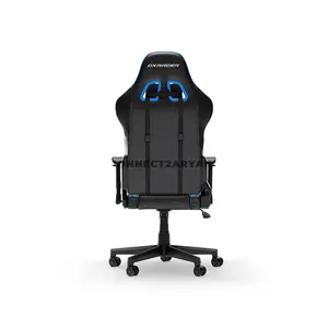 DXRacer PRINCE Series Large Black & Blue Ergonomic Gaming Chair, Premium PVC Leather, High-Density Molded Foam, Steel Frame, 1D Adjustable Armrests, 90°–135° Recline, Headrest & Lumbar Cushions, Class 4 Gas Lift, 150kg Load Capacity