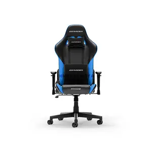 DXRacer PRINCE Series Large Black & Blue Ergonomic Gaming Chair, Premium PVC Leather, High-Density Molded Foam, Steel Frame, 1D Adjustable Armrests, 90°–135° Recline, Headrest & Lumbar Cushions, Class 4 Gas Lift, 150kg Load Capacity