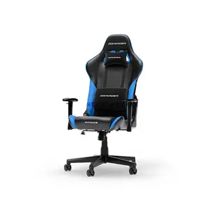 DXRacer PRINCE Series Large Black & Blue Ergonomic Gaming Chair, Premium PVC Leather, High-Density Molded Foam, Steel Frame, 1D Adjustable Armrests, 90°–135° Recline, Headrest & Lumbar Cushions, Class 4 Gas Lift, 150kg Load Capacity