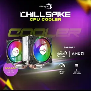E Dragon ChillSpike EDC 1512 Air CPU RGB Cooler, 4 Heat pipe Tower Heatsink Design, ARGB Cooling Fan, High-Efficiency Air Cooling Solution for Gaming PCs