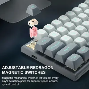 E-YOOSO HZ-61 Magnetic Gaming Keyboard Light Gray Dark Gray, Red Magnetic Switches, 61-Key Compact Layout, Hall Effect Technology, RGB Backlighting, Gaming Keyboard