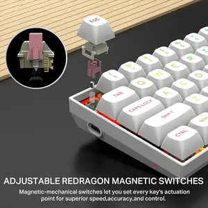 E-YOOSO HZ-68 Magnetic Gaming Keyboard White, Pink Magnetic Switches, 68-Key Compact Layout, Hall Effect Technology, RGB Backlighting, Gaming Keyboard