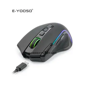 E-YOOSO X-11 Pro Tri-Mode Wireless Gaming Mouse Black, RGB Lighting Effects, Bluetooth + 2.4GHz Wireless + Wired Connectivity, Ergonomic Gaming Mouse