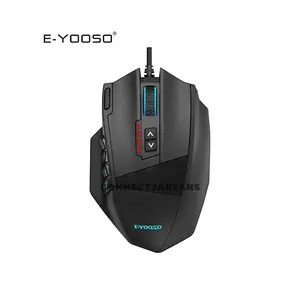 E-YOOSO X-39 Pro Wired Gaming Mouse Black, 16400 DPI Optical Sensor, 20 Programmable Buttons, RGB Lighting Effects, USB Connectivity, Gaming Mouse