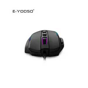 E-YOOSO X-49 Wired Gaming Mouse Black, 12400 DPI Optical Sensor, 9 Programmable Buttons, RGB Lighting Effects, USB Connectivity, High-Performance Gaming Mouse