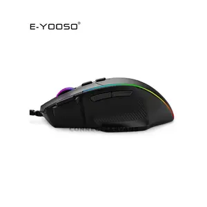 E-YOOSO X-49 Wired Gaming Mouse Black, 12400 DPI Optical Sensor, 9 Programmable Buttons, RGB Lighting Effects, USB Connectivity, High-Performance Gaming Mouse