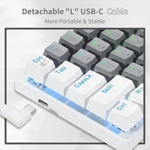 E-YOOSO Z-11 Mechanical Gaming Keyboard White Gray, Brown Switches, RGB Backlighting, Compact Gaming Layout, Wired Mechanical Keyboard