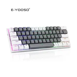 E-YOOSO Z-11 Mechanical Gaming Keyboard White Gray, Brown Switches, RGB Backlighting, Compact Gaming Layout, Wired Mechanical Keyboard