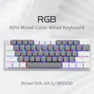 E-YOOSO Z-11 Mechanical Gaming Keyboard White Gray, Brown Switches, RGB Backlighting, Compact Gaming Layout, Wired Mechanical Keyboard