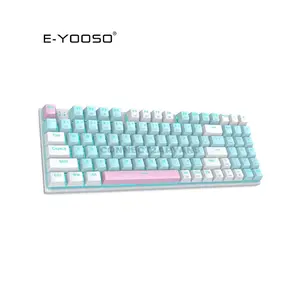 E-YOOSO Z-19 Mechanical Gaming Keyboard White Blue, Blue Switches, RGB Backlighting, Compact Gaming Layout, Wired Mechanical Keyboard