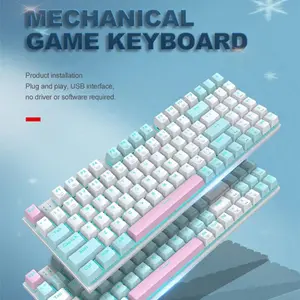 E-YOOSO Z-19 Mechanical Gaming Keyboard White Blue, Blue Switches, RGB Backlighting, Compact Gaming Layout, Wired Mechanical Keyboard