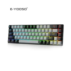 E-YOOSO Z-686 Mechanical Gaming Keyboard Gray Black, Red Switches, RGB Backlighting, Compact Gaming Layout, Wired Mechanical Keyboard