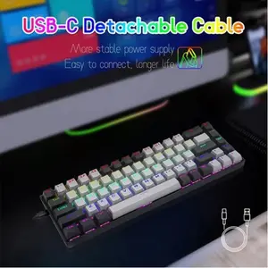 E-YOOSO Z-686 Mechanical Gaming Keyboard Gray Black, Red Switches, RGB Backlighting, Compact Gaming Layout, Wired Mechanical Keyboard