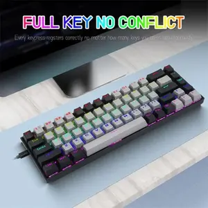 E-YOOSO Z-686 Mechanical Gaming Keyboard Gray Black, Red Switches, RGB Backlighting, Compact Gaming Layout, Wired Mechanical Keyboard