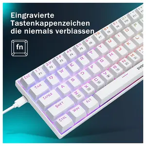 E-YOOSO Z-686 Mechanical Gaming Keyboard White, Red Switches, RGB Backlighting, Compact Gaming Layout, Wired Mechanical Keyboard