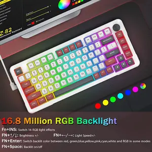 E-YOOSO Z-82 Mechanical Gaming Keyboard White Black Red, Silver Wood Switches, RGB Backlighting, 82-Key Compact Layout, Wired Mechanical Keyboard