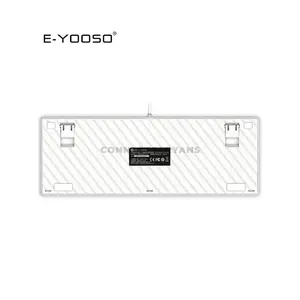 E-YOOSO Z-87 Mechanical Gaming Keyboard White Gray, Red Switches, RGB Backlighting, 87-Key Tenkeyless Layout, Wired Mechanical Keyboard