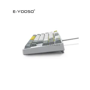 E-YOOSO Z-87 Mechanical Gaming Keyboard White Gray, Red Switches, RGB Backlighting, 87-Key Tenkeyless Layout, Wired Mechanical Keyboard