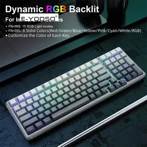 E-YOOSO Z-99 Tri-Mode Wireless Mechanical Gaming Keyboard Gradient Gray, Silver Wood Switches, RGB Backlighting, Bluetooth 5.0 + 2.4GHz Wireless + Wired Connectivity, 99-Key Compact Layout