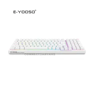 E-YOOSO Z-99 Mechanical Gaming Keyboard White, Silver Wood Switches, RGB Backlighting, 99-Key Compact Layout, Wired Mechanical Keyboard