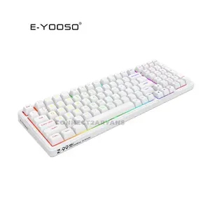 E-YOOSO Z-99 Mechanical Gaming Keyboard White, Silver Wood Switches, RGB Backlighting, 99-Key Compact Layout, Wired Mechanical Keyboard