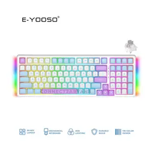 E-YOOSO Z-99 Mechanical Gaming Keyboard White Blue Purple, Silver Wood Switches, RGB Backlighting, 99-Key Compact Layout, Wired Mechanical Keyboard