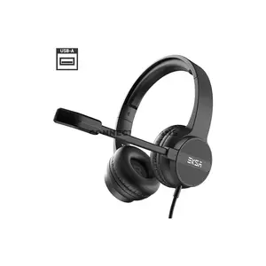 EKSA H12E Wired ENC Headset, 40mm Driver, USB-A Connectivity, Environmental Noise-Cancelling Microphone, On-Ear Design, 160g Lightweight Build, 2.1m Cable, In-Line Controls for Calls and Office Use