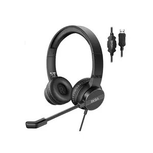 EKSA H12E Wired ENC Headset, 40mm Driver, USB-A Connectivity, Environmental Noise-Cancelling Microphone, On-Ear Design, 160g Lightweight Build, 2.1m Cable, In-Line Controls for Calls and Office Use