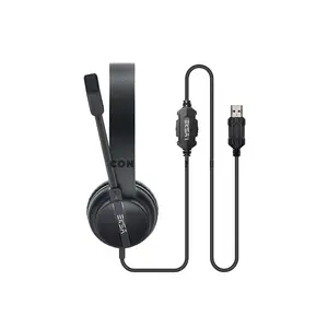 EKSA H12E Wired ENC Headset, 40mm Driver, USB-A Connectivity, Environmental Noise-Cancelling Microphone, On-Ear Design, 160g Lightweight Build, 2.1m Cable, In-Line Controls for Calls and Office Use