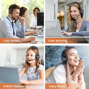 EKSA H12E Wired ENC Headset, 40mm Driver, USB-A Connectivity, Environmental Noise-Cancelling Microphone, On-Ear Design, 160g Lightweight Build, 2.1m Cable, In-Line Controls for Calls and Office Use