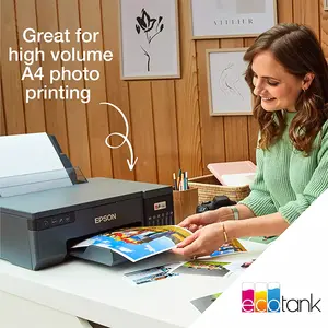 Epson EcoTank L8050 A4 Wi-Fi Ink Tank Photo Printer, 6-Color Ink System, Wireless Connectivity, USB Interface, Borderless Photo Printing, High-Quality Photo and Creative Printing Solution