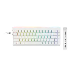 EWEADN DK68 Mechanical Gaming Keyboard White, 68-Key Compact Layout, Wired USB Connectivity, Space-Saving Gaming Keyboard