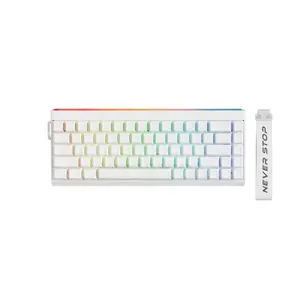 EWEADN DK68 Mechanical Gaming Keyboard White, Tri-Mode Connectivity, 68-Key Compact Layout, Bluetooth + 2.4GHz Wireless + USB-C Wired Gaming Keyboard
