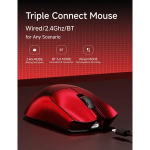 EWEADN S9 Ultra+ Wireless Gaming Mouse Red, Tri-Mode Connectivity, Bluetooth + 2.4GHz Wireless + USB-C Wired Gaming Mouse, Lightweight Ergonomic Gaming Mouse