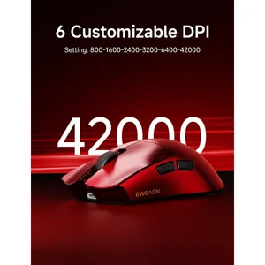 EWEADN S9 Ultra+ Wireless Gaming Mouse Red, Tri-Mode Connectivity, Bluetooth + 2.4GHz Wireless + USB-C Wired Gaming Mouse, Lightweight Ergonomic Gaming Mouse