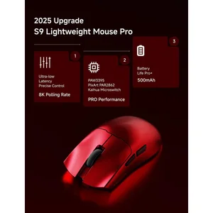EWEADN S9 Ultra+ Wireless Gaming Mouse Red, Tri-Mode Connectivity, Bluetooth + 2.4GHz Wireless + USB-C Wired Gaming Mouse, Lightweight Ergonomic Gaming Mouse
