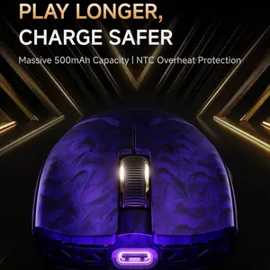 EWEADN Z7 Wireless Gaming Mouse Purple, Dual-Mode Connectivity, Bluetooth + 2.4GHz Wireless Gaming Mouse, Lightweight Ergonomic Gaming Mouse