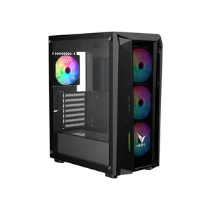 FSP VG15FE Gaming Case with 550W 80 PLUS Bronze Power Supply, High-Airflow Mid-Tower Gaming Chassis, Tempered Glass Design, Gaming PC Case Bundle