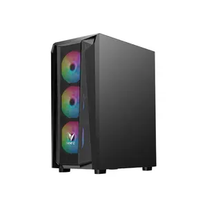 FSP VG15FE Gaming Case with 550W 80 PLUS Bronze Power Supply, High-Airflow Mid-Tower Gaming Chassis, Tempered Glass Design, Gaming PC Case Bundle